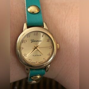 Geneva Gold and Green Wearable Watch - armor collection